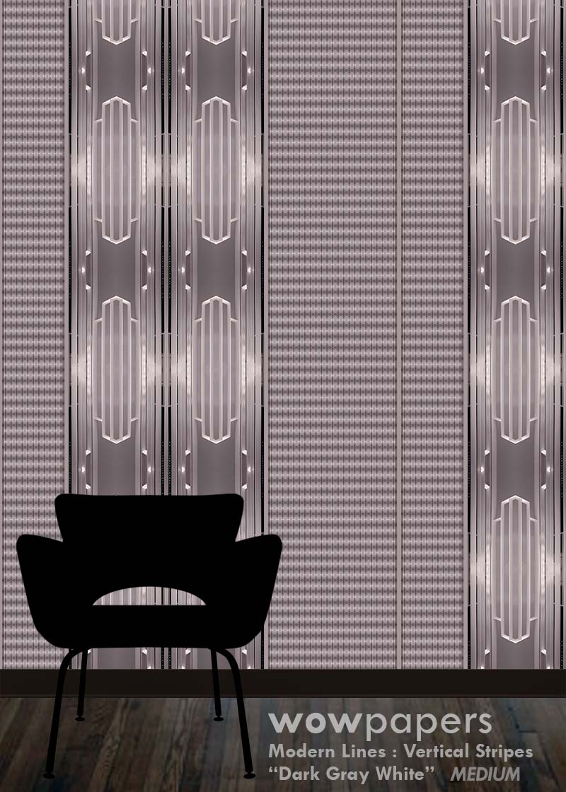 Dark Gray White Striped Wallpaper