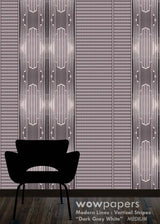 Dark Gray White Striped Wallpaper