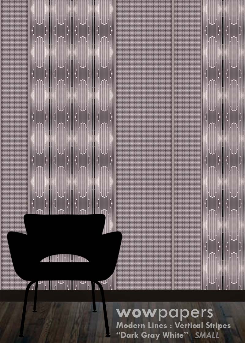 Dark Gray White Striped Wallpaper