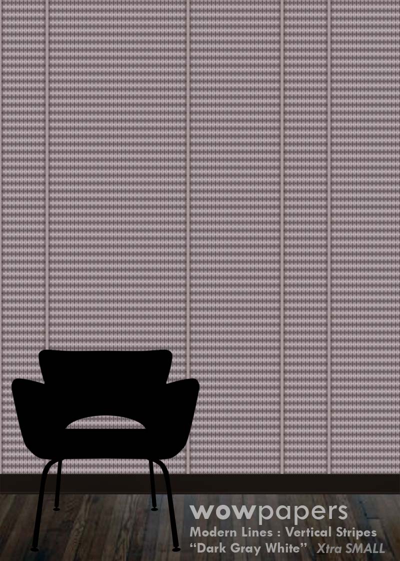 Dark Gray White Striped Wallpaper