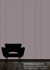 Dark Gray White Striped Wallpaper