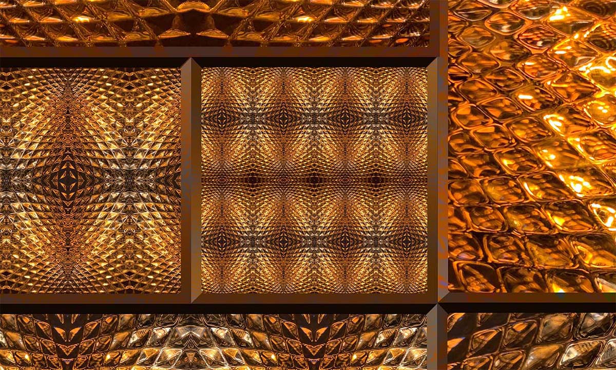 Psychedelic Curves | Amber Orange Wallcovering Mural
