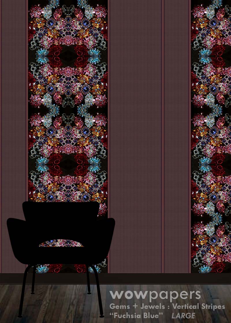 Fuchsia Blue Striped Wallpaper