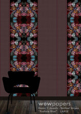 Fuchsia Blue Striped Wallpaper