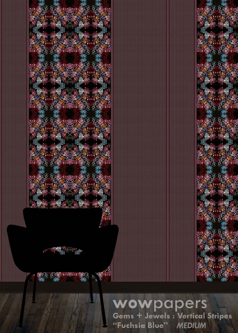 Fuchsia Blue Striped Wallpaper
