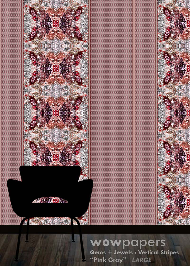 Pink Gray Striped Wallpaper