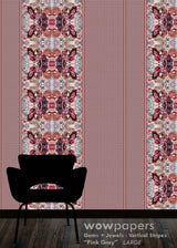 Pink Gray Striped Wallpaper