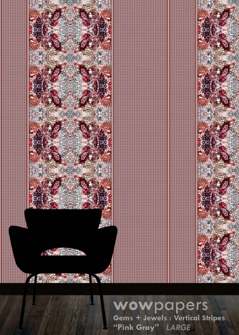Pink Gray Striped Wallpaper