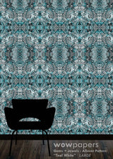 Teal White Designer Wallpaper