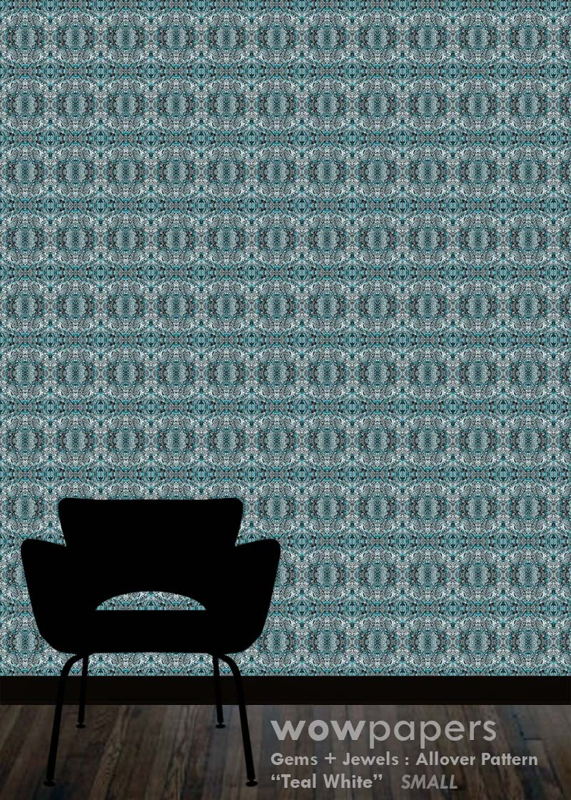 Teal White Designer Wallpaper