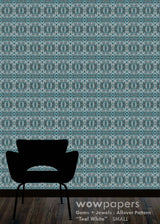 Teal White Designer Wallpaper