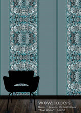 Teal White Striped Wallpaper