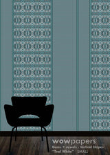 Teal White Striped Wallpaper