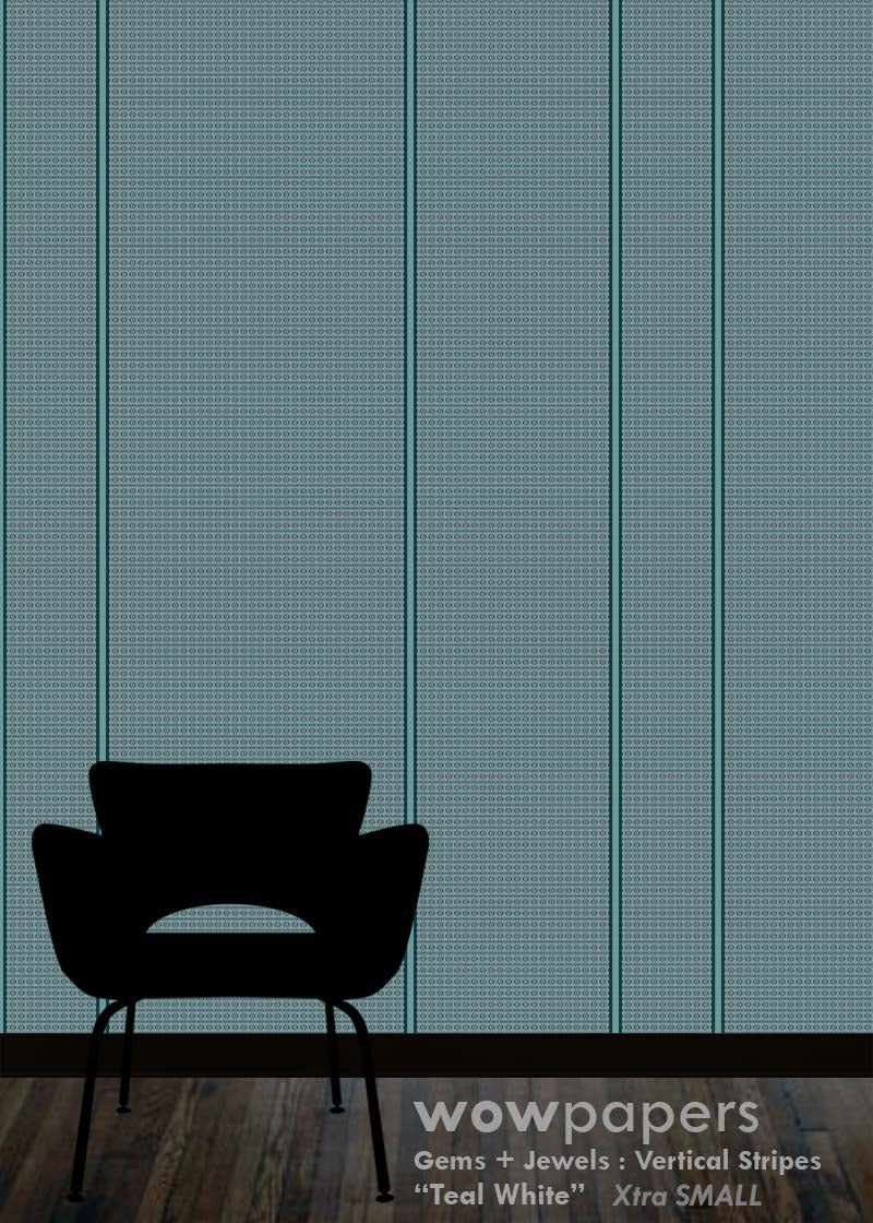 Teal White Striped Wallpaper