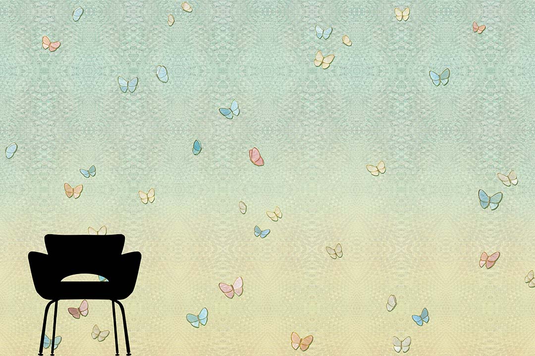 Butterflies in Flight | Blue Green Wallcovering Mural