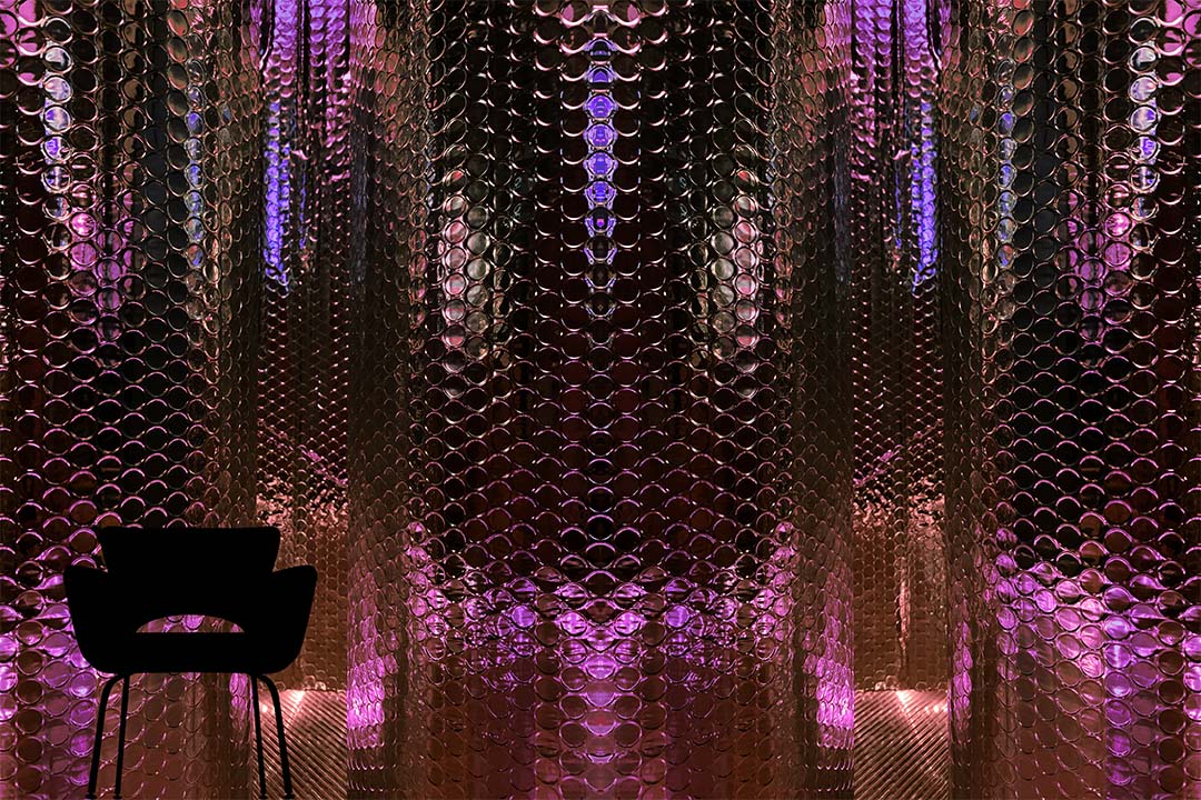 Sinuous Reflections | Purple Gold Wallcovering Mural