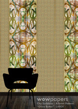 Butter Olive Striped Wallpaper
