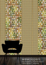 Butter Olive Striped Wallpaper