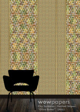Butter Olive Striped Wallpaper
