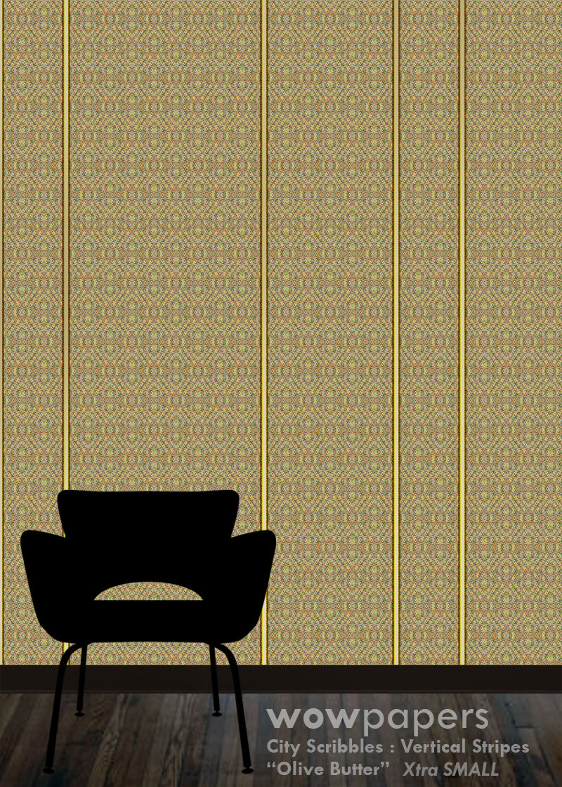 Butter Olive Striped Wallpaper