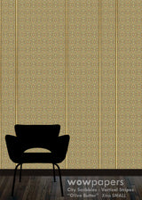 Butter Olive Striped Wallpaper