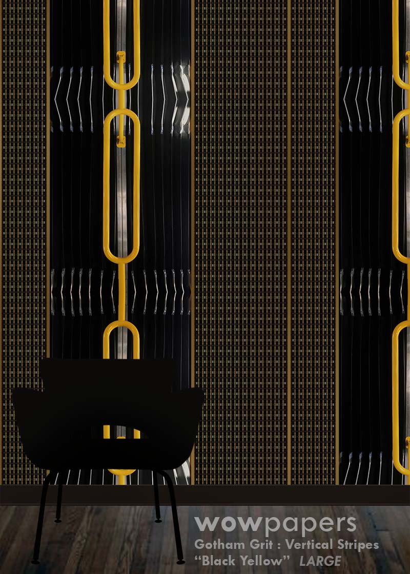 Black Yellow Striped Wallpaper