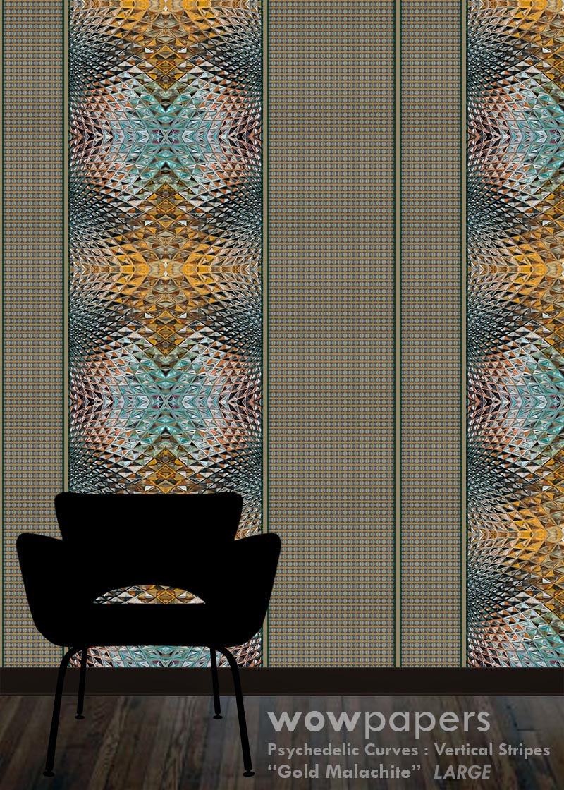 Gold Malachite Striped Wallpaper
