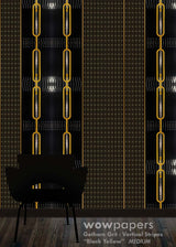 Black Yellow Striped Wallpaper