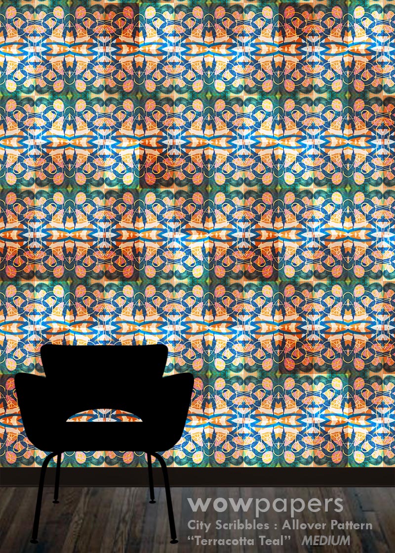 Terracotta Teal Modern Wallpaper