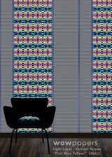 Pink Blue Yellow Striped Wallpaper