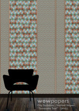 Terracotta Teal Striped Wallpaper