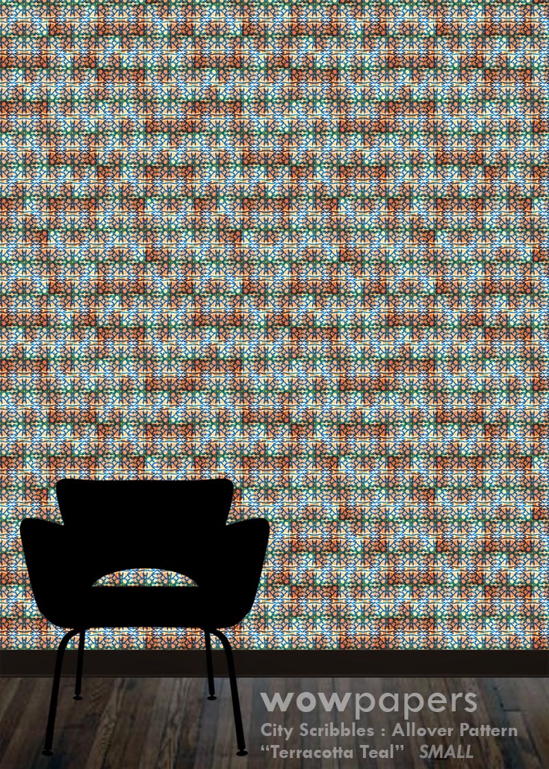Terracotta Teal Modern Wallpaper
