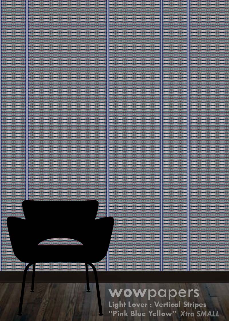 Pink Blue Yellow Striped Wallpaper