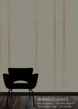 Terracotta Teal Striped Wallpaper