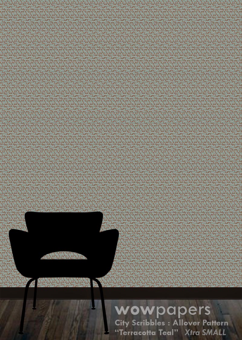 Terracotta Teal Modern Wallpaper