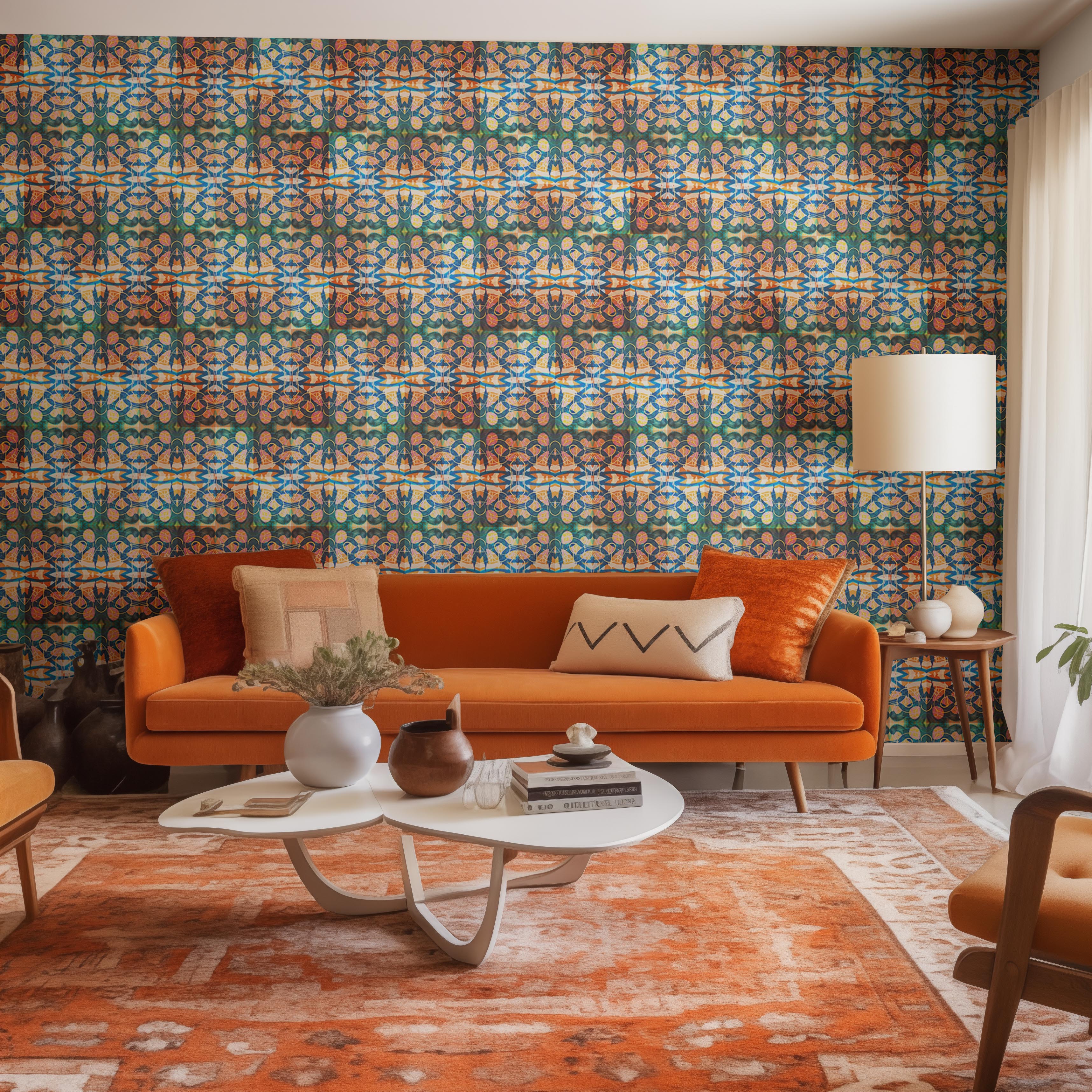 Salmon Blue Modern Wallpaper