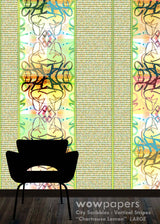 Chartreuse Lemon Striped Wallpaper