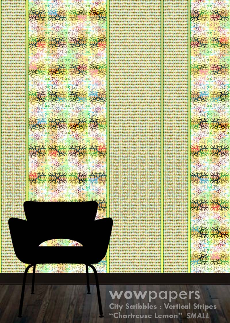 Chartreuse Lemon Striped Wallpaper