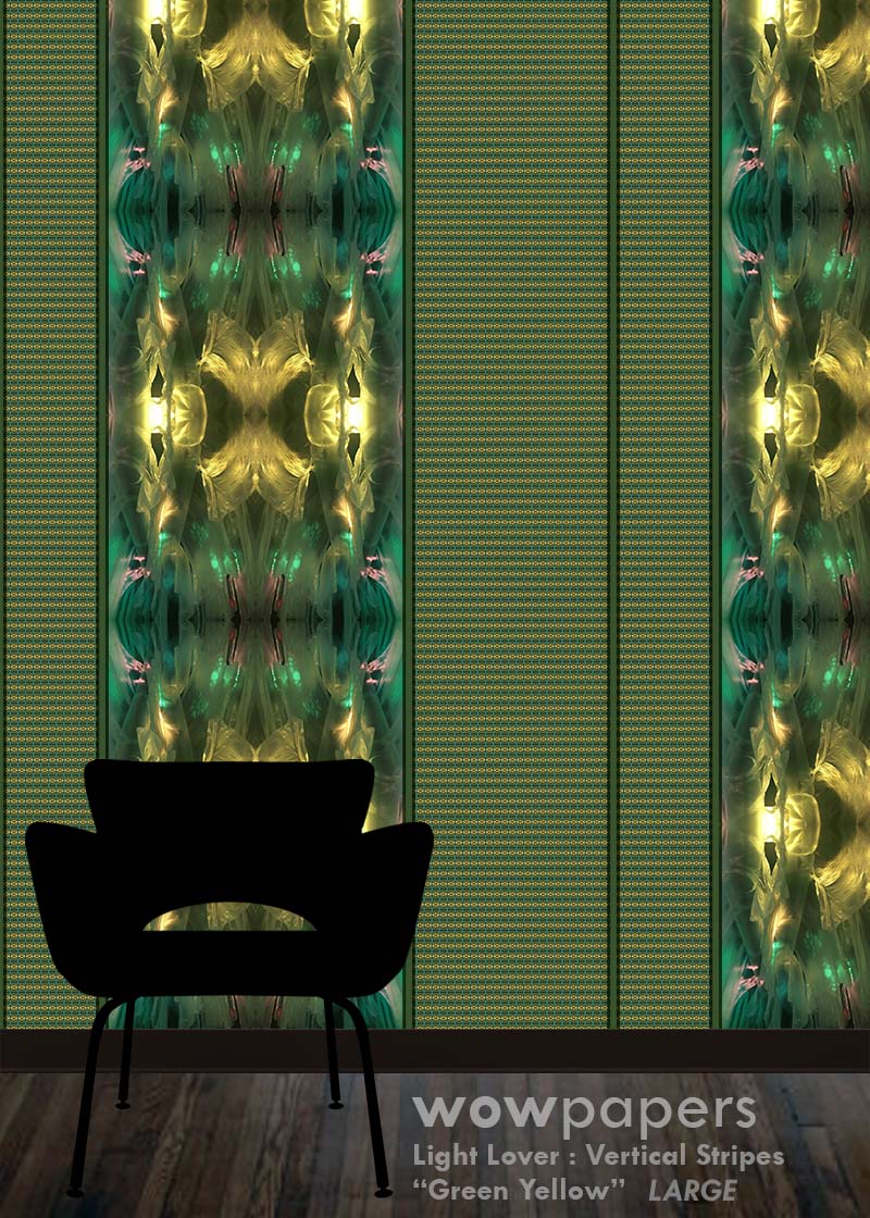 Green Yellow Striped Wallpaper