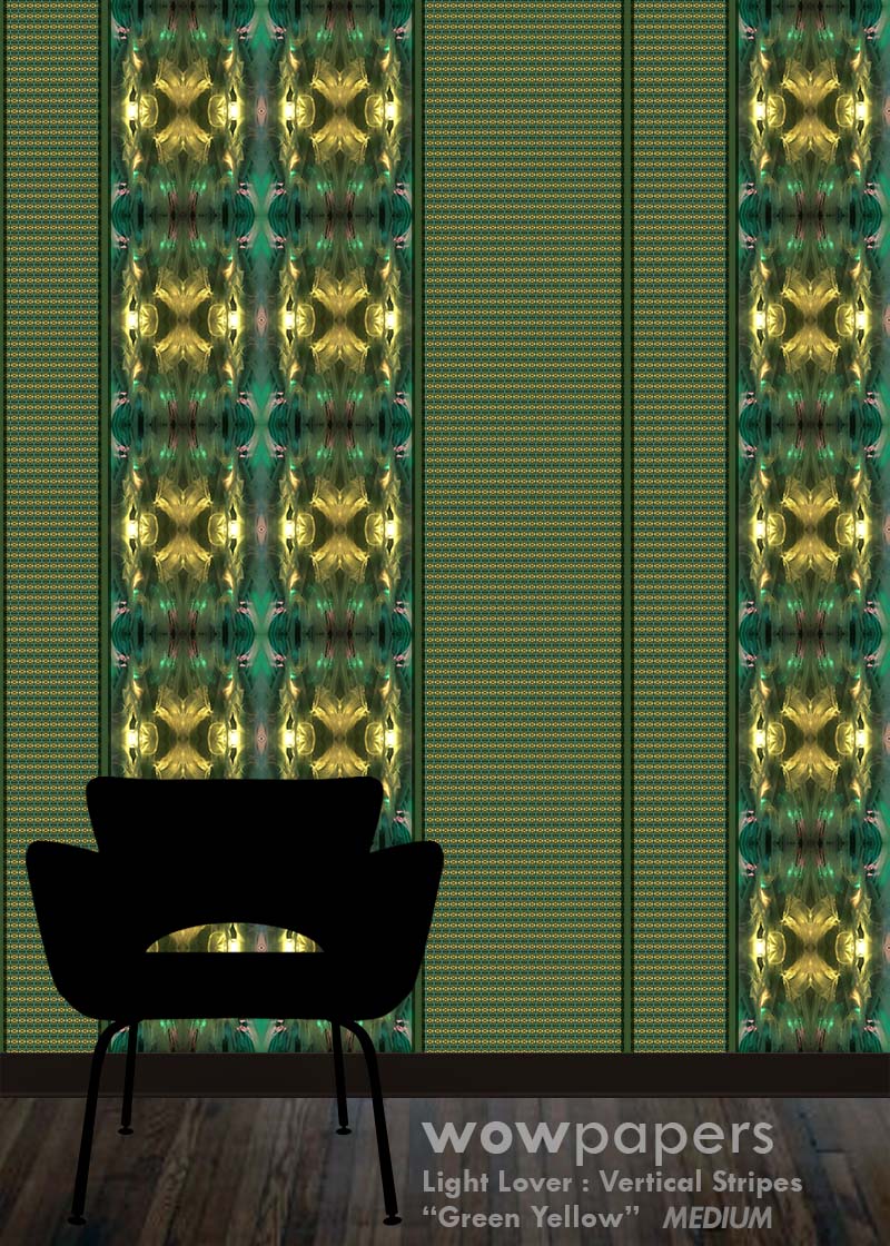 Green Yellow Striped Wallpaper